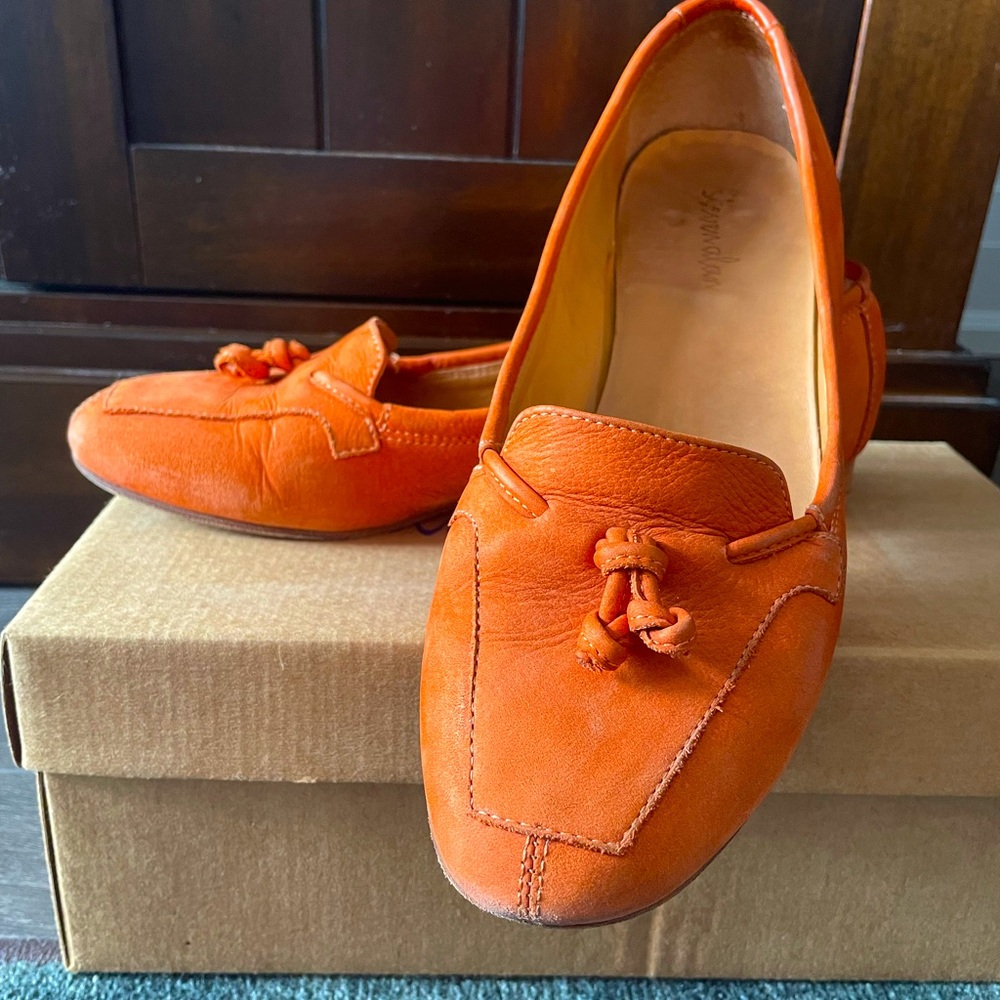 Orange Suede Loafers size 39/US 8.5